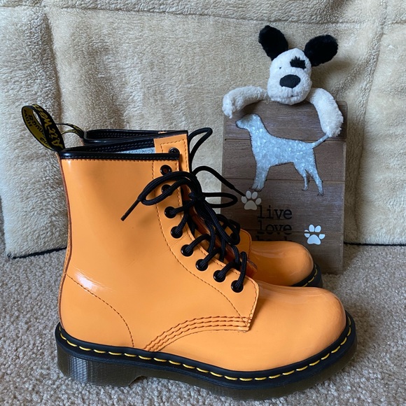 Dr. Martens Shoes - Dr Martens Orange Patent Leather Boots 🧡